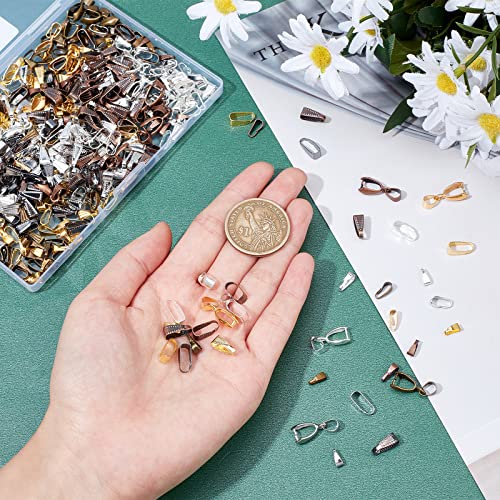 SUNNYCLUE 1 Box 500Pcs Brass Snap on Bails Set 30Pcs 2 Style Brass Pinch Bails 475Pcs 3 Style Snap on Bails Charm Bead Pendant Jewelry Connectors Bails for Earring Jewelry Making Supplies Craft - color: 5 Colors Antique Gold Silver Bronze Pinch Bails