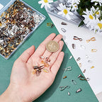 SUNNYCLUE 1 Box 500Pcs Brass Snap on Bails Set 30Pcs 2 Style Brass Pinch Bails 475Pcs 3 Style Snap on Bails Charm Bead Pendant Jewelry Connectors Bails for Earring Jewelry Making Supplies Craft - color: 5 Colors Antique Gold Silver Bronze Pinch Bails