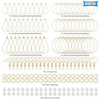 372Pcs Earrings Beading Hoop Set with 72 Earring Finding Teardrop Round Beading Hoop Earrings Bulk with 100 Hooks,100 Jump Ring,100 Ear Backs for DIY Jewelry Making Earrings Making Supplies(K Gold) - color: 372Pcs-K Gold