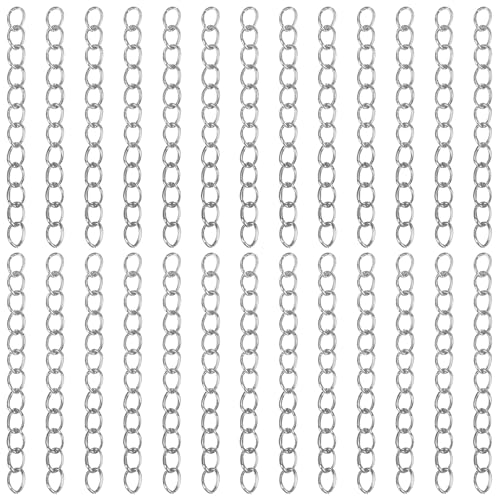 100 PCS Extender Chain for Jewelry Making Silver Necklace Extenders Removable Bracelet Extender Chains Extension Tails for Necklace Bracelet Anklets Key Chain - color: Silver