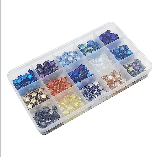 INSPIRELLE 10mm Star Beads 300pcs Electroplated Crystal Glass Spacer Beads for Jewelry Bracelet Necklace Making