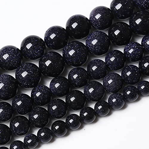 90PCS 4mm Starry Blue Sandstone Gemstone Beads Beads Natural Stone Round Loose Beads for Jewelry Making DIY Bracelet Necklace 15" Inch(Blue Sandstone, 4mm) - color: Blue Sandstone, size: 4mm