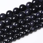 90PCS 4mm Starry Blue Sandstone Gemstone Beads Beads Natural Stone Round Loose Beads for Jewelry Making DIY Bracelet Necklace 15" Inch(Blue Sandstone, 4mm) - color: Blue Sandstone, size: 4mm