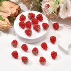 Ornazy 20 pcs Lampwork Raspberry Summer Cute Glass Fruit Beads Handmade Imitation Food Beads for DIY Earring Necklace Jewelry Supplies