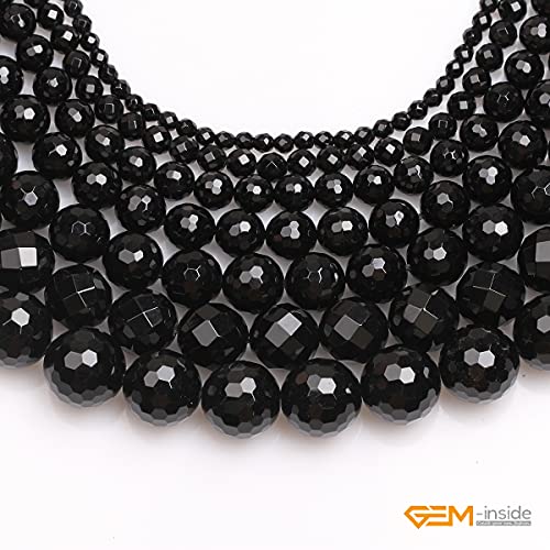 GEM-Inside Facted Black Agate Gemstone Loose Beads Round 20mm Crystal Energy Stone Power for Jewelry Making 15 Inches - color: Black Agate, size: 20mm