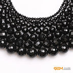 GEM-Inside Facted Black Agate Gemstone Loose Beads Round 20mm Crystal Energy Stone Power for Jewelry Making 15 Inches - color: Black Agate, size: 20mm