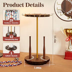 Pinzoveco Baseball Drip Necklace Organizer Holder,Rotating Baseball Display Stand with 14 Hooks, Championship Ring Display Holder, 360° Drip Necklace Championship Ring Holder Baseball Gifts - color: Carbonized Brown
