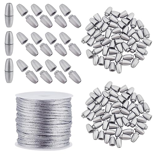 PH PandaHall 30Set Breakaway Clasp for Lanyard,24mm Plastic Barrel Connectors Safety Clasps with 10m 2mm Nylon Lanyard String Cords Necklaces Bracelets DIY Craft Making,Grey(NWIR-PH0002-13B-US2) - color: Grey, size: 24mm
