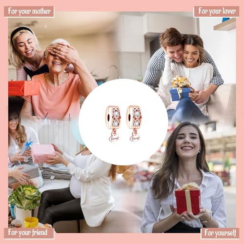 Clip Stopper Spacer Charms for Bracelets Necklaces, Compatible with Pandora,Jewery Mking DIY - style: Always Inifinity Pavé Clip 14K Rose Gold Plated