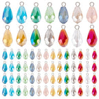 PH PandaHall 70pcs 14 Colors Faceted Teardrop Charms 20mm AB Color Glass Crystal Pendants, Glass Charms Beads Dangle Pendants for Necklace Earring Bracelet Jewelry Craft Making
