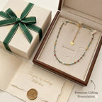 Handmade Natural Gemstone Beaded Necklace for Women, Cultured Freshwater Pearl Choker with Adjustable Extension Chain, Boho Healing Crystal Jewelry Collection - color: a green