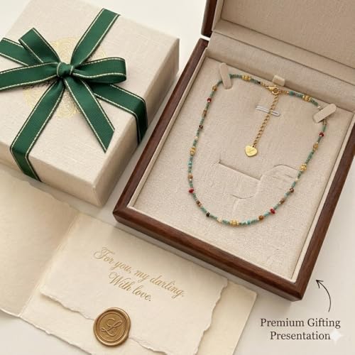 Handmade Natural Gemstone Beaded Necklace for Women, Cultured Freshwater Pearl Choker with Adjustable Extension Chain, Boho Healing Crystal Jewelry Collection - color: a green