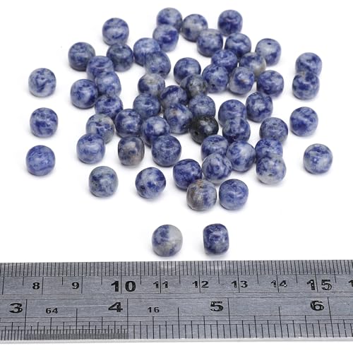 BEADIA Natural Blue Sodalite Flat Cut Round Drum Stone 8mmx7mm Loose Semi Gemstone Beads for Jewelry Making 38cm - color: Blue Sodalite