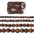 Cheriswelry 4 Strand Round Natural Tiger Eye Stone Beads 4mm 6mm 8mm 10mm Gemstone Loose Spacer Ball Beads Polished Healing Beads for DIY Earring Bracelet Necklace Craft Jewelry Making - color: Natural Tiger Eye