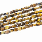 6-8mm Natural Yellow Tiger Eye Nuggets Oval Free Tumbled Pebble Semi Precious Gemstone Loose Stone Beads Approx 15.5 inch for DIY Jewelry Making - color: Yellow Tiger Eye