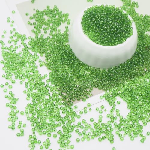 Dark Green Glass Seed Beads 5000 Pcs, 3mm Small Craft Pony Beads Bulk for Bracelets, DIY Necklace Ring Waist Chain - color: Dark Green
