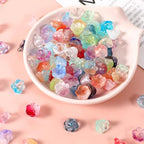100pcs Glass Bellflower Beads Mixed Color Trumpet Flower Beads Gradient Clear Cute Bead Loose Aesthetic for Jewelry Making DIY Necklace Crafts