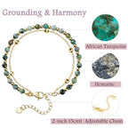 Farfume Crystal Bracelet Beaded Bracelets 4mm Natural Stone Beads Gemstone Handmade Jewelry Valentine's Day Gifts - color: African Turquoise-Grounding & Harmony