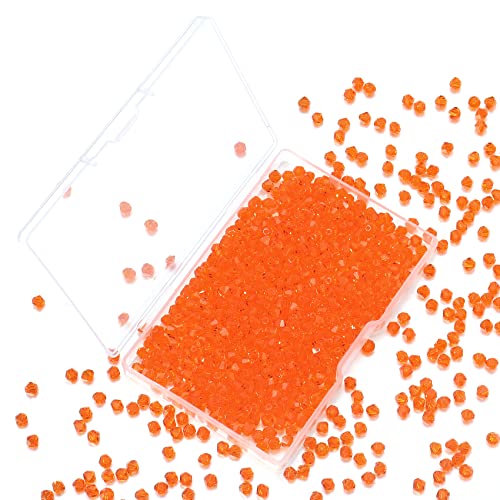 1000pcs Crystal Glass Beads 4mm Bulk Faceted Bicone Spacer Beads for DIY Jewelry Making - color: orange, size: 4mm
