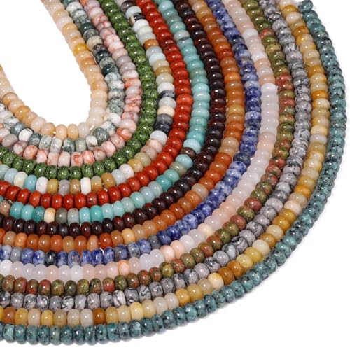 Songxi 5x8mm Natural Blue Sodalite Stone Rondelle Beads, 75PCS Spacer Round Loose Abacus Beads for Jewelry Making, Gemstone for Bracelet Necklace Earrings, Arts and Crafts - color: Blue Sodalite