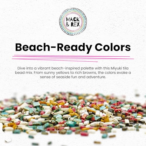 Mack and Rex Tila Bead Mixes (Beachy) – Including Quarter, Half and Full Tila – Miyuki Tila Bead Mix! Two Picasso Tilas in The Mix – Ideal for Jewelry Making - color: Beachy, size: 10 Gram Bag