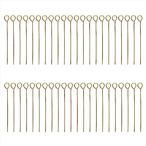 Shapenty 200PCS Mini Metal Wire Eyepins Beading Small Open Eye Head Pins Needles Bulk for DIY Craft Bead Earring Pendant Necklace Bracelet Jewelry Charm Finding Making (28mm/1.1Inch, Gold) - color: Gold, size: 28 mm
