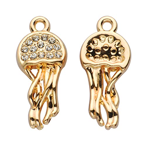 Pack of 20 Rhinestone Charms Gold Plated Pendants Pave Crystal Accessories for Necklace Bracelet Jewelry Making DIY Crafting - color: (Jellyfish)VID61801
