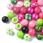DanLingJewelry 50Pcs 20mm Colorful Summer Acrylic Bubblegum Beads Watermelon Pink Green Acrylic Round Ball Beads for Jewelry Making Craft - color: 50pcs - summer