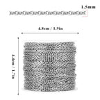 66 Feet Stainless Steel Chains Bulk, 1.5mm 304 Stainless Steel Chains Flat Cable Link Chain Roll Spool for Jewelry Making DIY Craft - color: Stainless Steel, size: 1.5mm Width