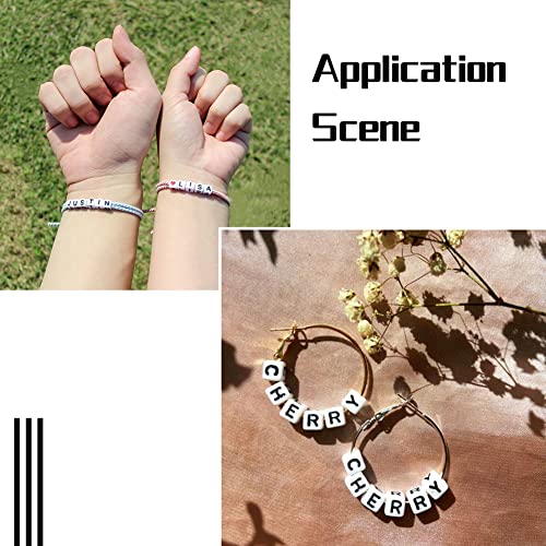 240pcs Opaque Acrylic Letter H Cube Beads White Plastic Alphabet Loose Spacer Square Beads 4-5mm for DIY Name Bracelet Necklace Jewelry Crafts Making Hole: 1.8mm - color: Letter H#White and Black