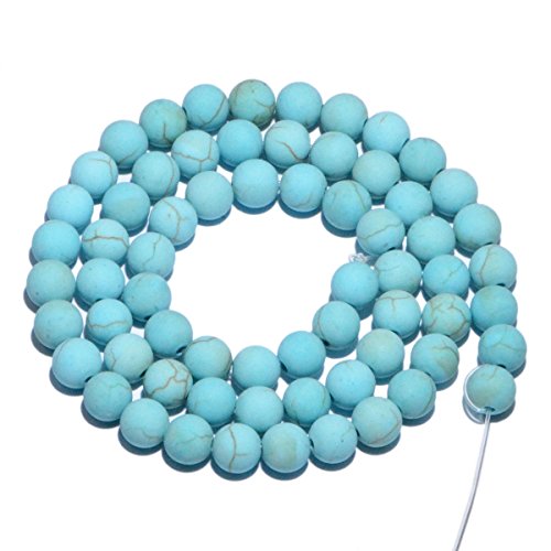 AD Beads Beautiful Natural Matte Gemstone Round Spacer Loose Beads 4-12mm (6mm, 29 Matte Blue Turquoise) - color: 29 Matte Blue Turquoise, size: 6mm