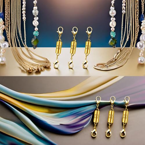 925 Sterling Silver Magnetic Clasp, Strong Jewelry Connector for Necklaces and Bracelets, Double Hook Design (8pcs Golden Silvery) - color: 8pcs golden silvery