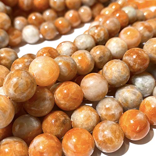 ABCGEMS Madagascan Marigold Sunstone Beads AKA Aventurine Feldspar (Reminiscent of the Glowing Sunset) Smooth Round 10mm - color: Marigold Sunstone (From Madagascar)