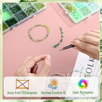Jexine 2 Sets 30 Colors Glass Seed and Bugle Beads Kit Small Loose Craft Beads for Jewelry Making DIY Crafts Bracelets and Necklaces (Green, Cyan) - color: Green, Cyan