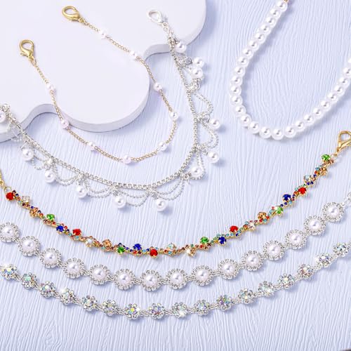 14 Pcs Trucker Hat Chains, Bulk Trucket Hat Charms Chains for Women Men, Bill Decoration Detachable DIY Metal Chain - color: 6 Pcs Rhinestone Chains
