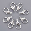 HDSupplies 100 Pieces - Lobster Clasps - Bright Silver Tone - 16x8mm / 2mm Hole - color: Bright Silver Tone, size: 16x8mm
