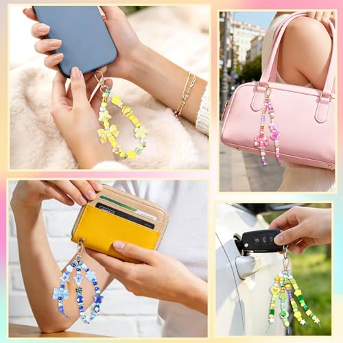 TOHONGADON 883 PCS Bead Keychain Making Kit, Colorful Bead Keychain Kits, DIY Bag Charm Kit, with Video Manual Gift Bags, Perfect for Gifts Party Festival Family Activity - color: 883 Pcs Beads