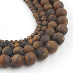 Stone Beads, 45pcs Matte Classic Tiger Eye, 8mm Round Loose Beads for Jewelry Making, Bracelets, with Bag, String & Card - color: Matte Classic Tiger Eye, size: 8mm