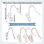 SUNNYCLUE 1 Box 36Pcs Rhinestone Earring Hooks Earring Fish Hooks Ear Wires Fish Hooks Crystal Cubic Zirconia Earring Findings Ear Wire Hooks for Jewelry Making Accessories DIY Dangle Earrings Craft - color: 36pcs Rhinestone Earring Hooks Mixed Color