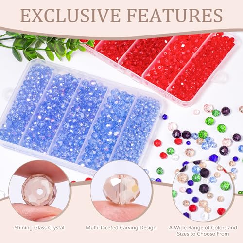 850Pcs 4/6/8/10mm Crystal Glass Beads for Jewelry Making Faceted Rondelle Flat Beads for Bracelets Necklace Earrings DIY Crafts(Champagne Crystal AB Bead) - color: Champagne AB