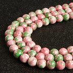 150pcs 6mm Green Red Rain Flower Beads Natural Gemstone Beads Round Loose Beads for Jewelry Making - color: Green Red Rain Flower, size: 6mm