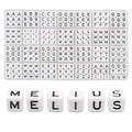 MELIUS 252Pcs 10x10mm Acrylic Large Letter Beads, Square Big Alphabet Paracord Beads for Jewelry Making, DIY Necklaces Collars, Key Chains, Bracelets (White)
