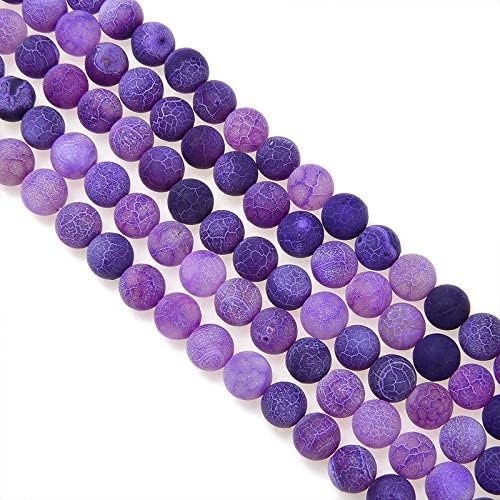 Natural Gemstone Loose Beads Matte Approxi 15.5 inch DIY Bracelet Necklace for Jewelry Making (6mm, Purple Frosted Agate) - color: Purple Frosted Agate, size: 6mm