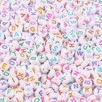 Acrylic Letter Beads Alphabet Colorful Letter White Cube Beads for Friendship Bracelets and Gifts Souvenir Jewelry Making(7 * 4mm Round,1000pcs) - color: Colorful White(Round)