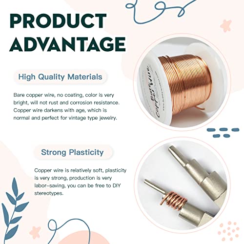 Hobbyworker 18 Gauge Bare Copper Wire 69FT/1mm Beading Craft Wire for Jewelry Making - size: 18 Gauge