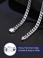 Bandmax Mens Stainless Steel Chain Necklaces 5MM/7MM/9MM/12MM Chunky Miami Cuban Link Chain Necklace Silver/Gold Plated/Black Chains for Men 18"-30" - color: 01 5MM-Silver Tone, size: 24 Inch (61cm, Pop Choice)