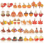 MARFOREVER 40Pcs/20 Pairs Fall Charms, Thanksgiving Charm for Jewelry Making, Autumn Pumpkin Maple Leaf Turkey Enamel Pendants for Bracelet Necklace Earrings Making Accessories - style: Fall