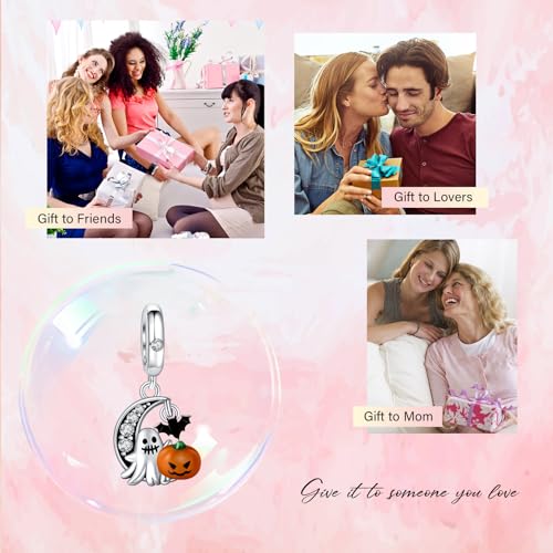 S925 Bead Dangle Charms for Bracelets Necklaces, Compatible with Pandora, Jewelry Making - style: Ghost Pumpkin Charms