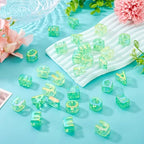 FASHEWELRY 50Pcs UV Plating Rainbow Iridescent Acrylic Letter Beads with Large Hole 3D Large Letter Blocks Charms Letters Chunky Vowel Alphabet Beads for Key Chains Necklace DIY Arts Craft (Green) - color: Pala, size: Vowels