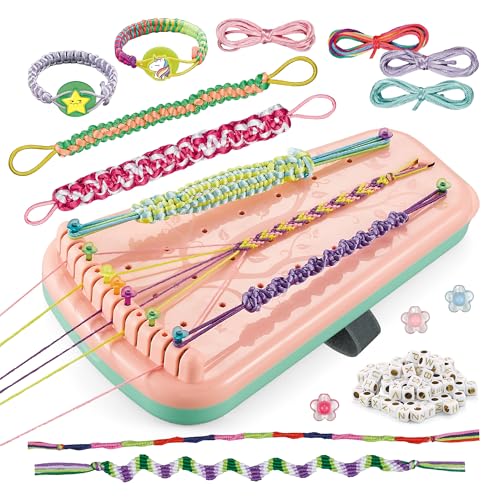 Chilpals Friendship Bracelet Making Kit for Girls 8-12, DIY String Bracelet Maker & Jewelry Craft Kits - Innovative Leg-Strap Design, Birthday Gifts Ideas for Kids Ages 7 8 9 10 Year Old (Pink) - color: Pink
